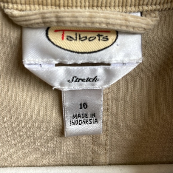 Talbots Tan Corduroy Blazer Jacket- Size 16 - Picture 3 of 7